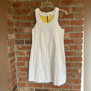 Red Camel Eyelet Sleeveless Dress with Yellow Lining feminine dainty Jr Sz7